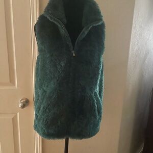 Talbots Green Fur Vest